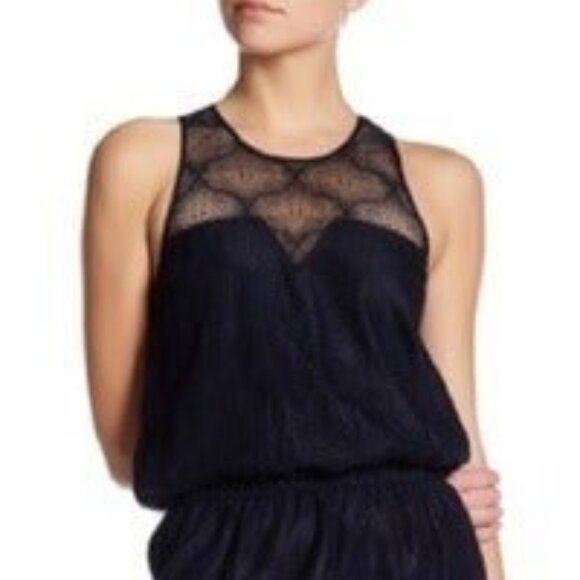 DAVID LERNER new Scalloped Lace Mini Dress DARK NAVY NWT Women's S - Picture 3 of 16